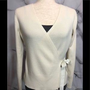 LOFT Side Tie Wrap Sweater in Cream